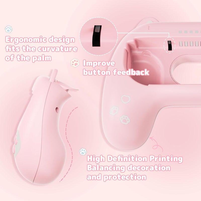 GEEKSHARE Grips for Nintendo Switch Joy Con, Ergonomic Design Controller Grip Kit for Switch and OLED Joy Con with 2 Thumb Grip Caps - Pink & Blue - Image 4